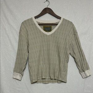 Anthropologie Olive Striped Sweater